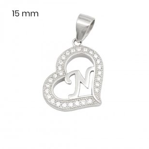 Silver pendant with the letter N