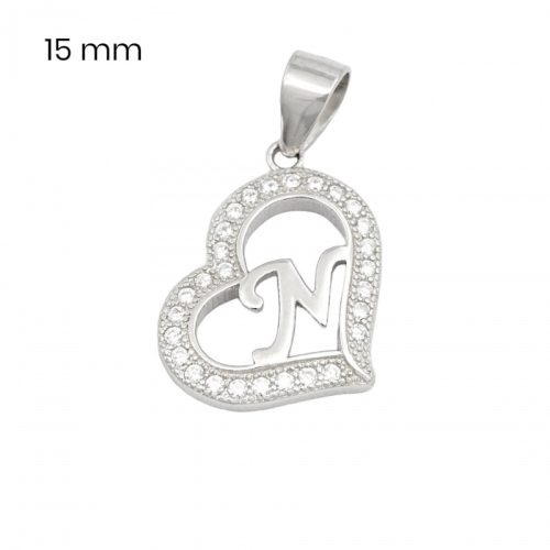 Silver pendant with the letter N