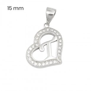 Silver pendant with the letter T