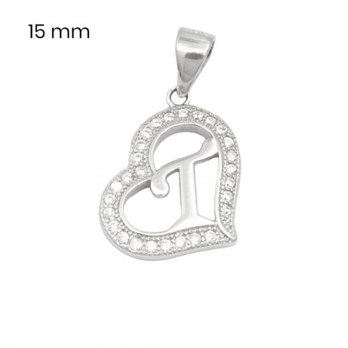 Silver pendant with the letter T