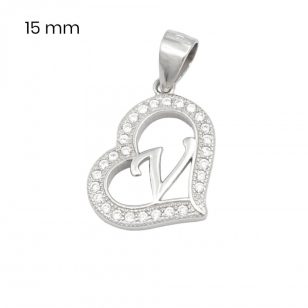 Silver pendant with the letter V