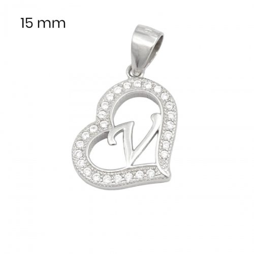 Silver pendant with the letter V