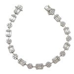Silver luxury bracelet with flowers and rectangles