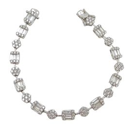 Silver luxury bracelet with flowers and rectangles