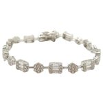 Silver luxury bracelet with flowers and rectangles