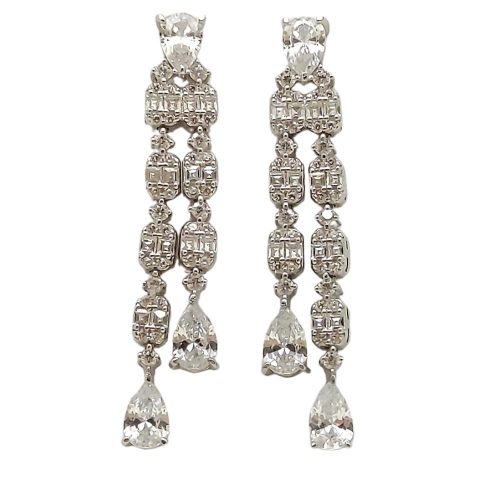 Silver drop / dangle earrings with teardrop pendants