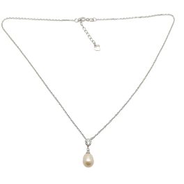 Silver Y-chain with teardrop-shaped pearl