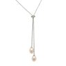 Silver adjustable necklace with dangling pearls