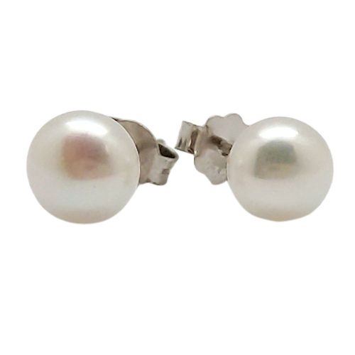 Silver stud pearl earrings