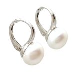 Silver latch-back pearl earrings