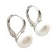 Silver latch-back pearl earrings