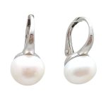 Silver latch-back pearl earrings