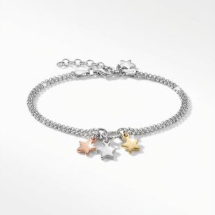 Silver bracelet with tricolor stars