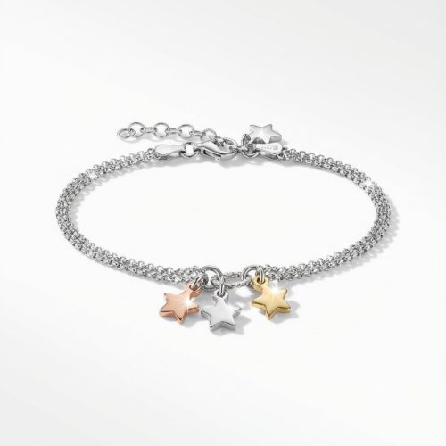 Silver bracelet with tricolor stars