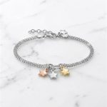 Silver bracelet with tricolor stars