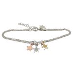Silver bracelet with tricolor stars