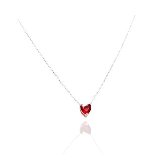 Red Heart Silver Necklace