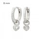 Silver hoop earrings with heart 2-in-1