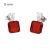 Silver earrings with square red stones