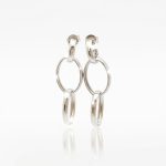 Silver drop double hoop earrings