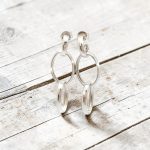 Silver drop double hoop earrings