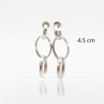 Silver drop double hoop earrings