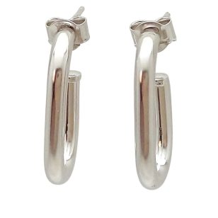 Silver open oval earrings