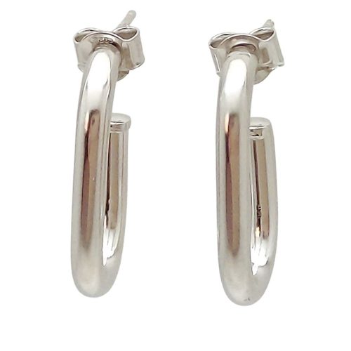 Silver open oval earrings