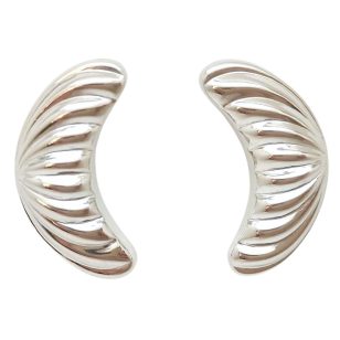 Silver croissant earrings