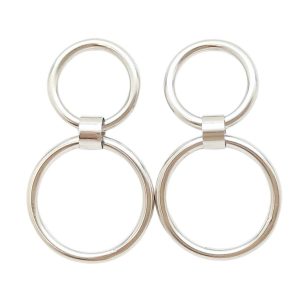 Silver drop / dangle earrings with two hoops