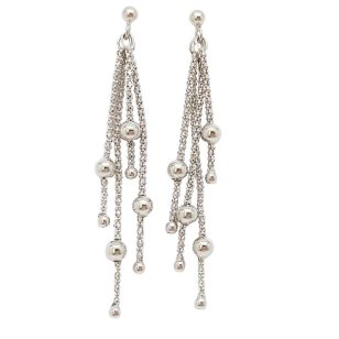 Silver drop / dangle earrings with spheres