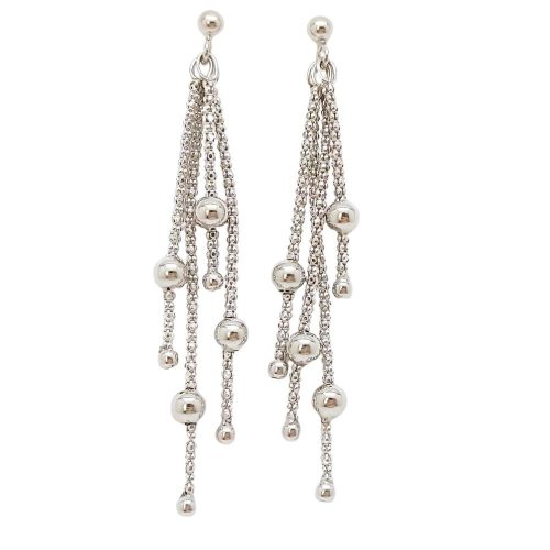 Silver drop / dangle earrings with spheres