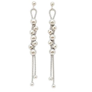Silver drop / dangle earrings with spheres