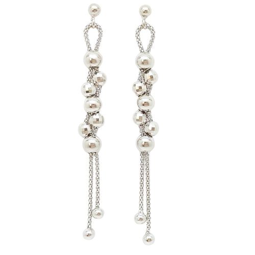 Silver drop / dangle earrings with spheres