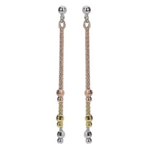 Silver tricolor drop earrings