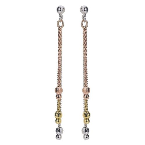 Silver tricolor drop earrings