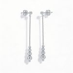 Silver pendant cube chain drop / dangle earrings