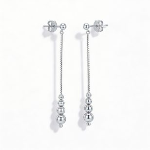 Silver pendant cube chain drop / dangle earrings