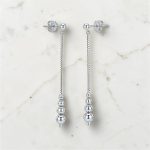 Silver pendant cube chain drop / dangle earrings