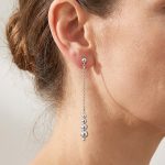 Silver pendant cube chain drop / dangle earrings