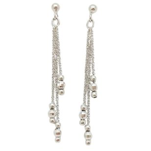 Silver drop / dangle earrings with multiple strands