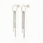 Six-strand silver drop earrings
