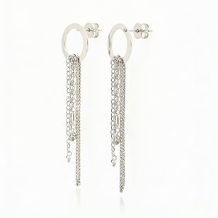 Six-strand silver drop earrings