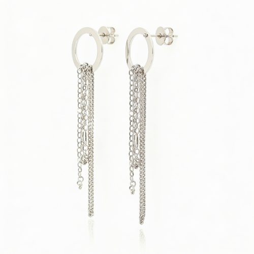 Six-strand silver drop earrings