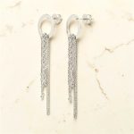 Six-strand silver drop earrings