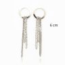 Six-strand silver drop earrings
