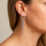 Six-strand silver drop earrings