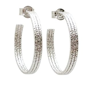 Silver half-hoop earrings