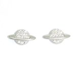 Silver earrings sparkling Saturn