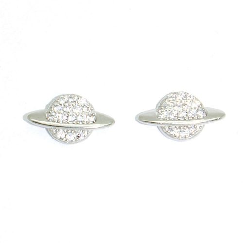 Silver earrings sparkling Saturn